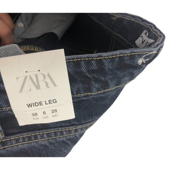 Zara Womens Wide Leg Jeans EU 38 US 6 Full Length Blue Denim 6045/224 NWT - Picture 4 of 15